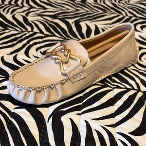 AEROSOLES Beige Loafers with Gold Detail